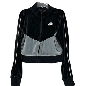 Nike Velour Zip Up Sweater Cropped